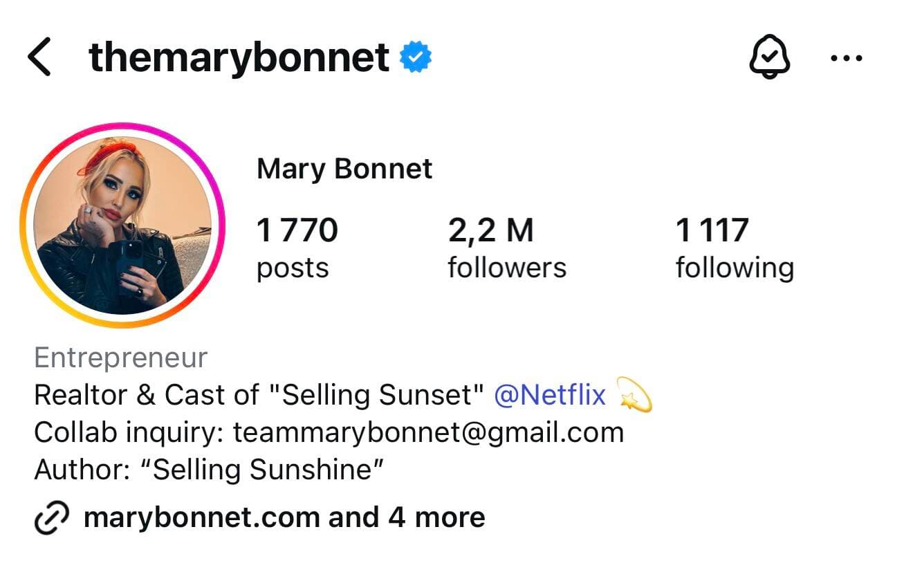 Mary Bonnet Instagram Profile